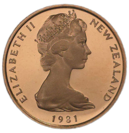 1981 New Zealand One Cent Coin, Proof