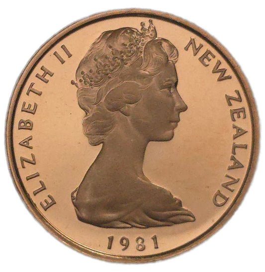 1981 New Zealand One Cent Coin, Proof