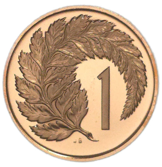 1974 New Zealand One Cent Coin, Proof