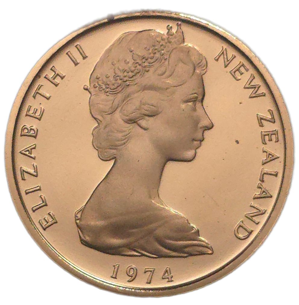 1974 New Zealand One Cent Coin, Proof