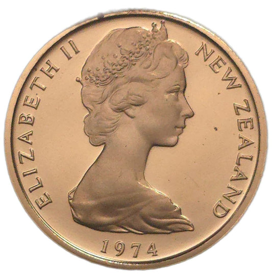 1974 New Zealand One Cent Coin, Proof