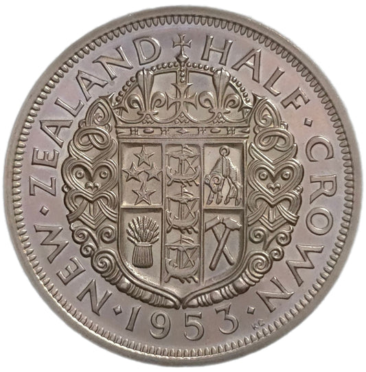 1953 New Zealand Half Crown, Proof