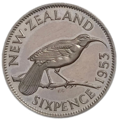 1953 New Zealand Sixpence, Proof - Arts & Entertainment > Hobbies & Creative Arts > Collectibles > Collectible Coins & Currency > Collectible Coins > Rare Coins from The Half Crown