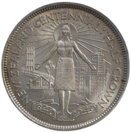 1940 New Zealand Half Crown, aUnc
