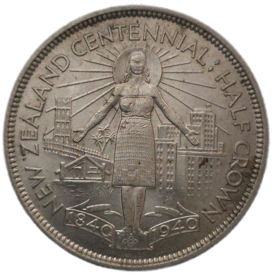 1940 New Zealand Half Crown, EF