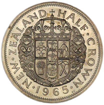 1965 New Zealand Half Crown, Proof