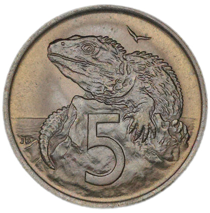 1969 New Zealand Five Cents, Uncirculated - Arts & Entertainment > Hobbies & Creative Arts > Collectibles > Collectible Coins & Currency > Collectible Coins > Rare Coins from The Half Crown