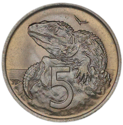 1969 New Zealand Five Cents, Uncirculated