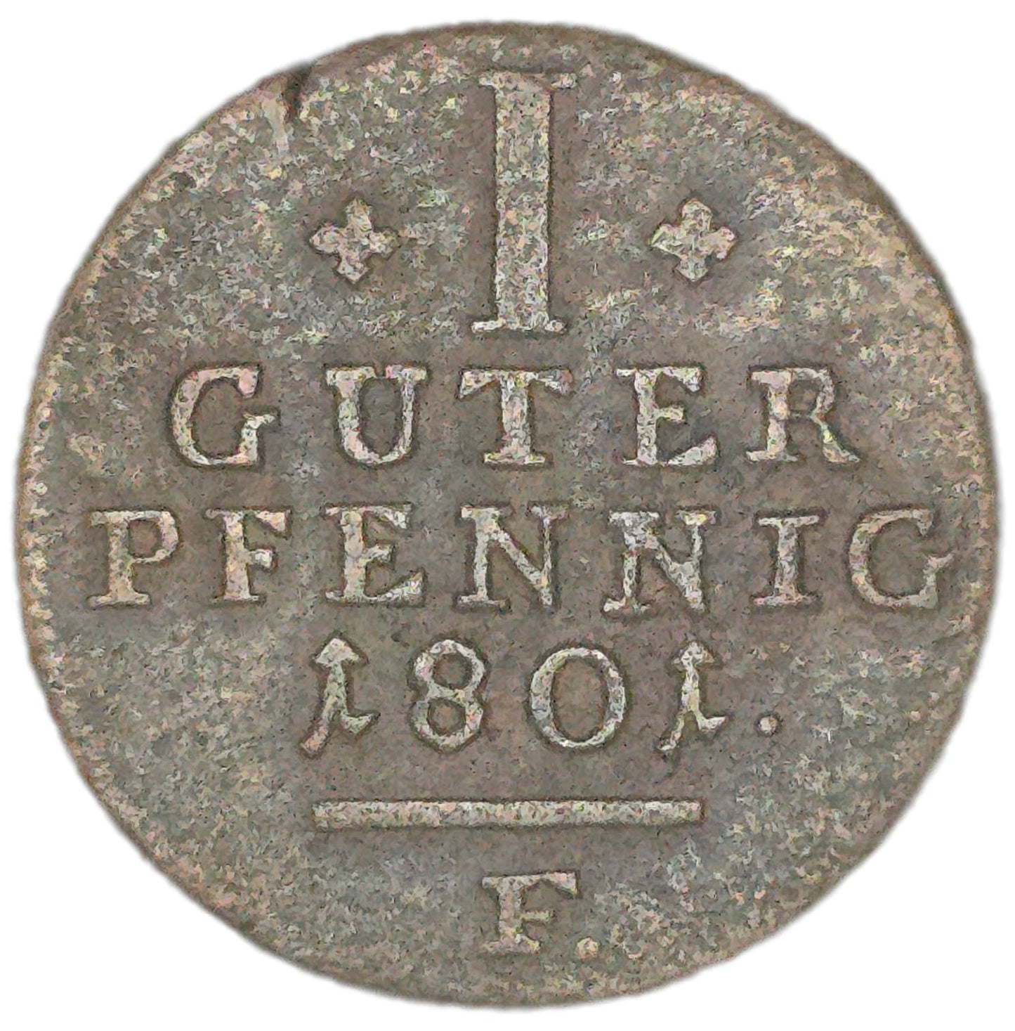 1801 German States 1 Pfennig, Schaumburg-Hessen - Arts & Entertainment > Hobbies & Creative Arts > Collectibles > Collectible Coins & Currency > Collectible Coins > Rare Coins from The Half Crown