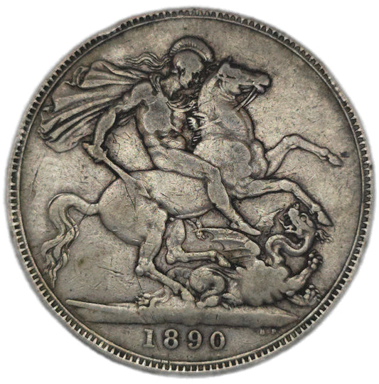 1890 United Kingdom Crown, gFine - Arts & Entertainment > Hobbies & Creative Arts > Collectibles > Collectible Coins & Currency > Collectible Coins > Rare Coins from The Half Crown