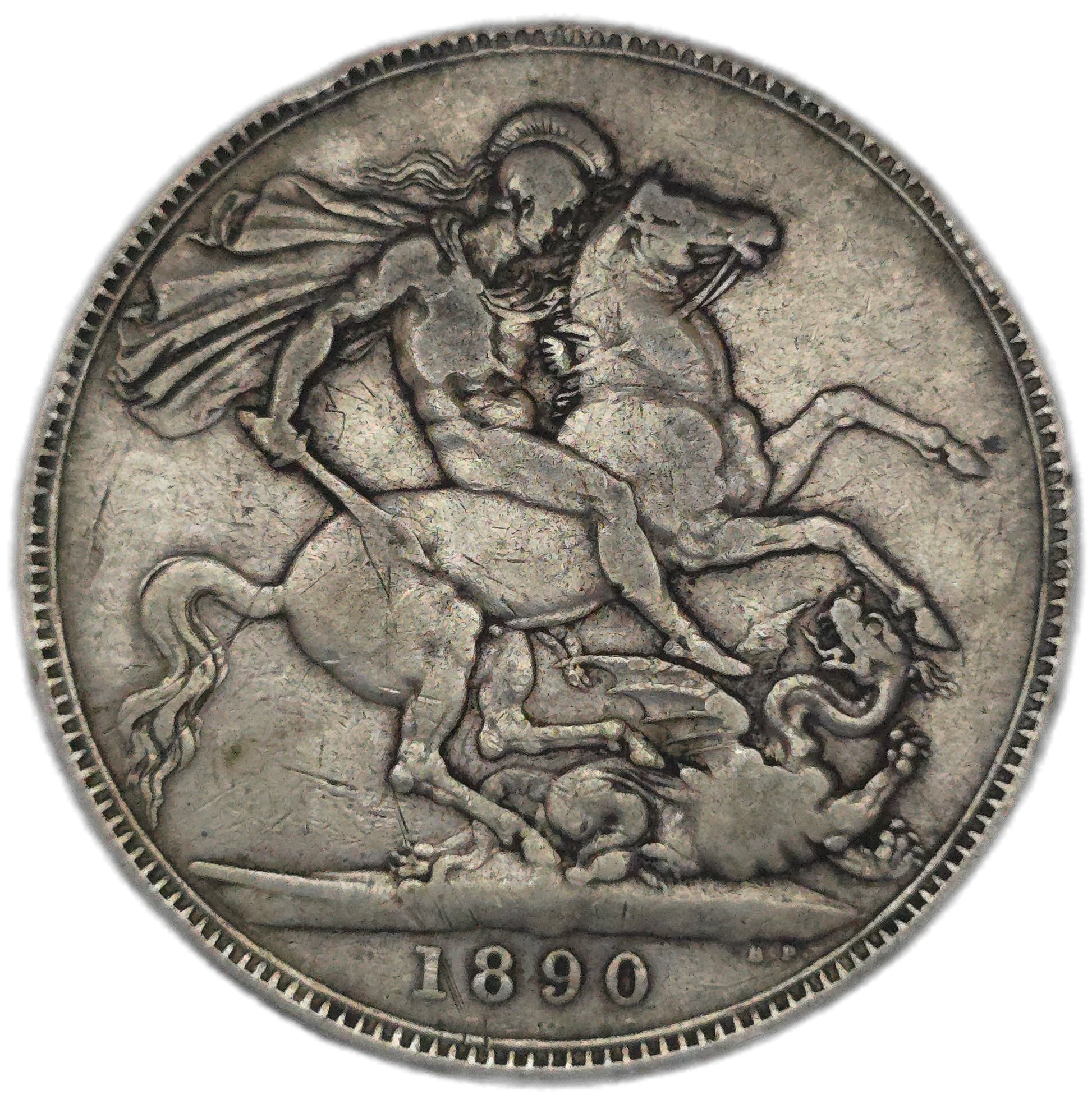 1890 United Kingdom Crown, gFine - Arts & Entertainment > Hobbies & Creative Arts > Collectibles > Collectible Coins & Currency > Collectible Coins > Rare Coins from The Half Crown