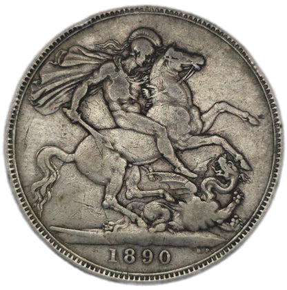 1890 United Kingdom Crown, gFine - Arts & Entertainment > Hobbies & Creative Arts > Collectibles > Collectible Coins & Currency > Collectible Coins > Rare Coins from The Half Crown