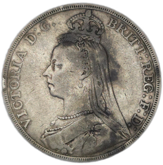 1890 United Kingdom Crown, gFine - Arts & Entertainment > Hobbies & Creative Arts > Collectibles > Collectible Coins & Currency > Collectible Coins > Rare Coins from The Half Crown