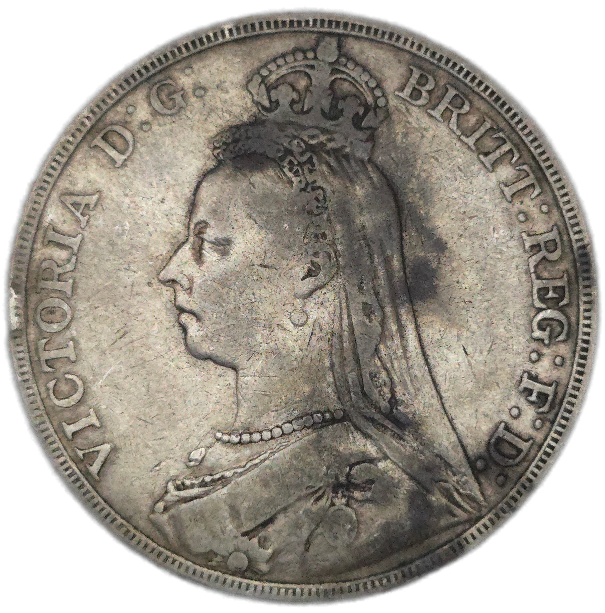 1890 United Kingdom Crown, gFine - Arts & Entertainment > Hobbies & Creative Arts > Collectibles > Collectible Coins & Currency > Collectible Coins > Rare Coins from The Half Crown
