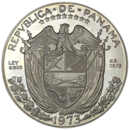 1973 Panama 1 Balboa 0.925 Silver Proof - Arts & Entertainment > Hobbies & Creative Arts > Collectibles > Collectible Coins & Currency > Collectible Coins > Rare Coins from The Half Crown
