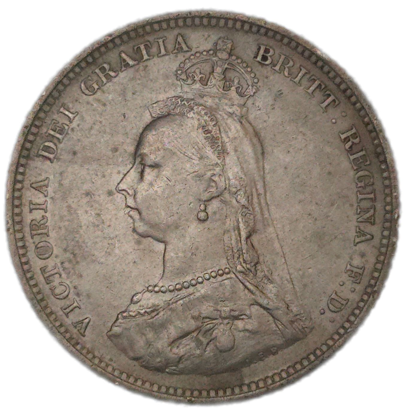 1888 United Kingdom Shilling, gEF - Arts & Entertainment > Hobbies & Creative Arts > Collectibles > Collectible Coins & Currency > Collectible Coins > Rare Coins from The Half Crown