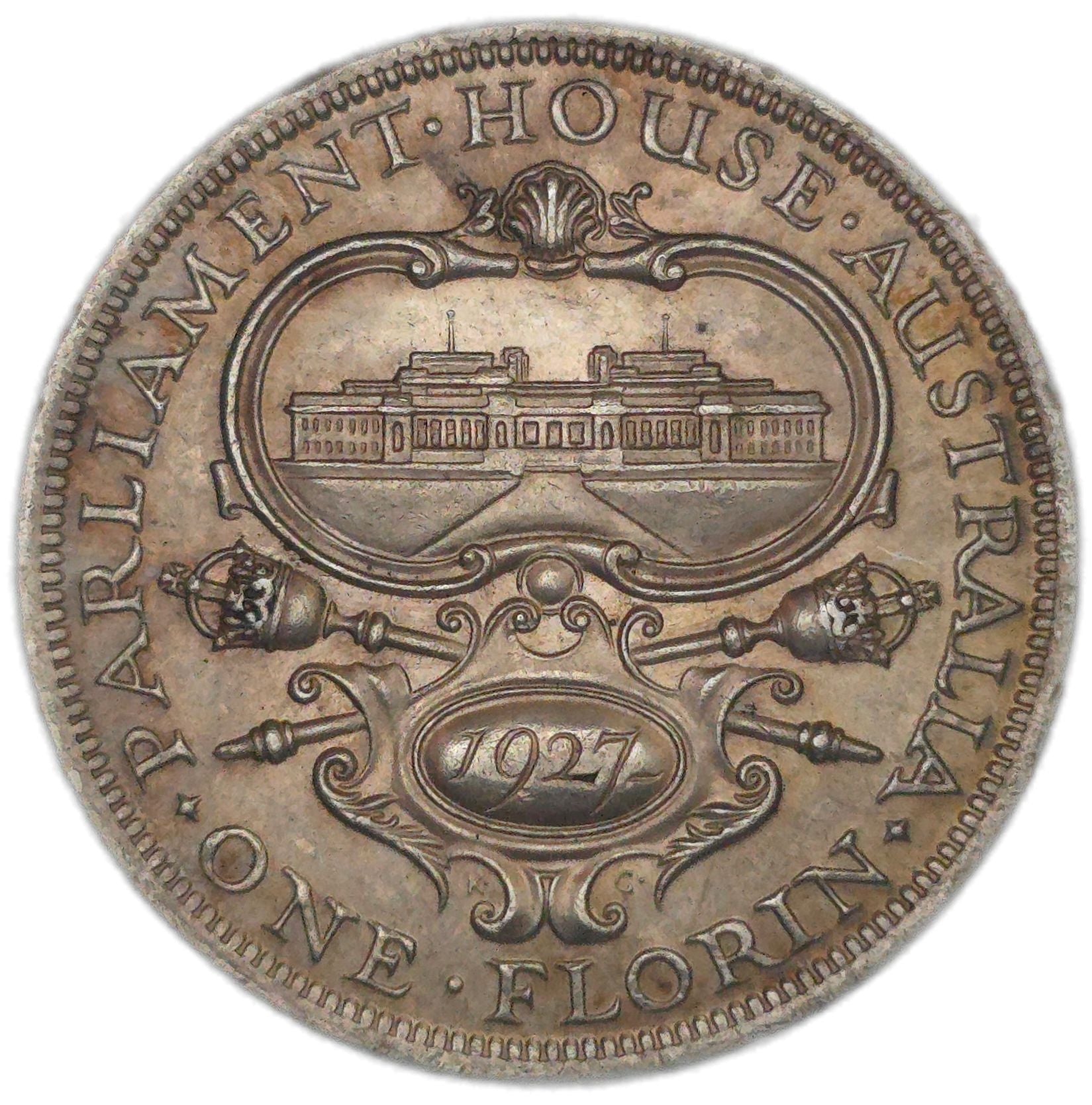 1927 Australia Canberra Florin, EF - Arts & Entertainment > Hobbies & Creative Arts > Collectibles > Collectible Coins & Currency > Collectible Coins > Rare Coins from The Half Crown