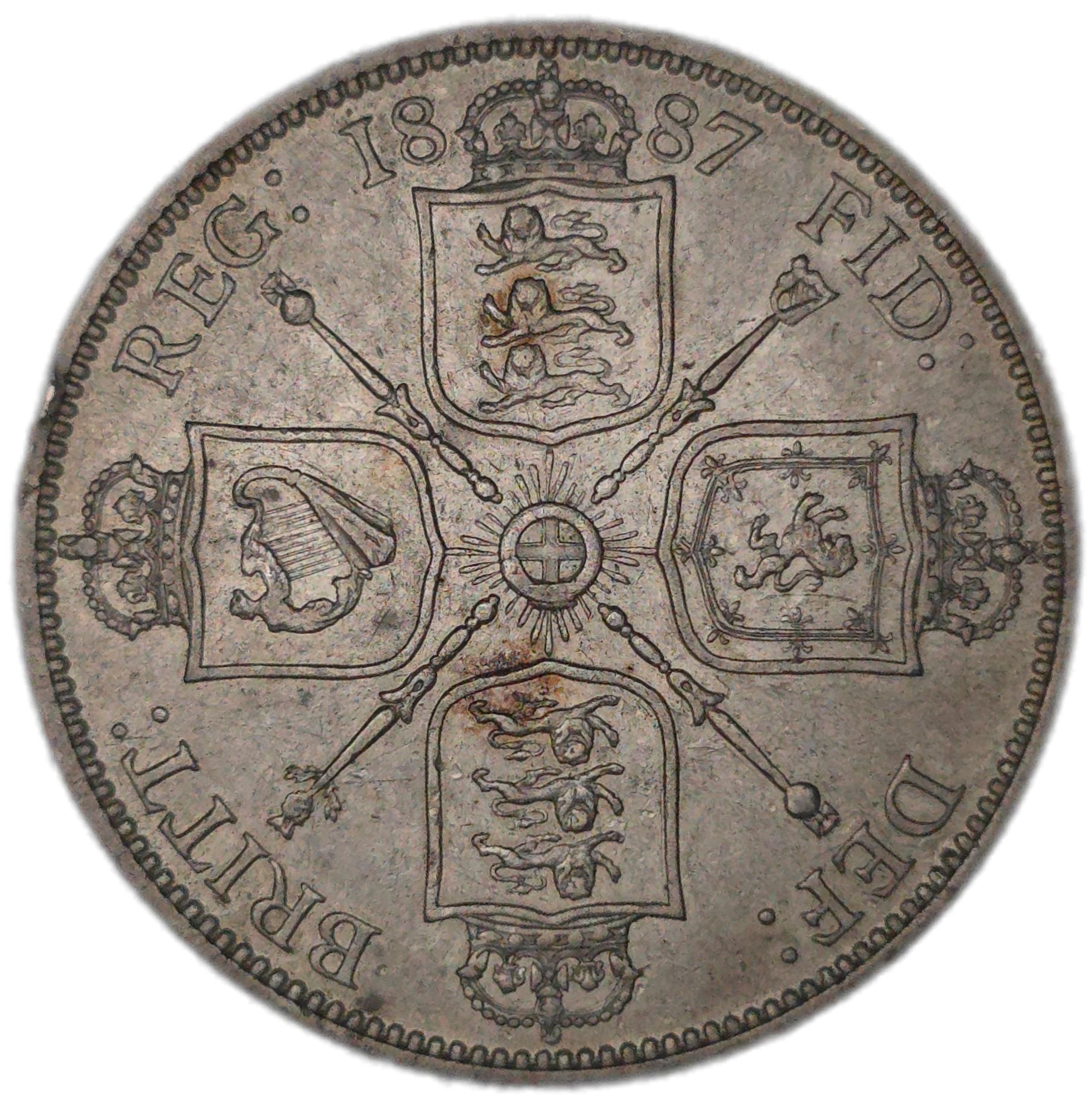 1887 United Kingdom Florin, Queen Victoria, - Arts & Entertainment > Hobbies & Creative Arts > Collectibles > Collectible Coins & Currency > Collectible Coins > Rare Coins from The Half Crown