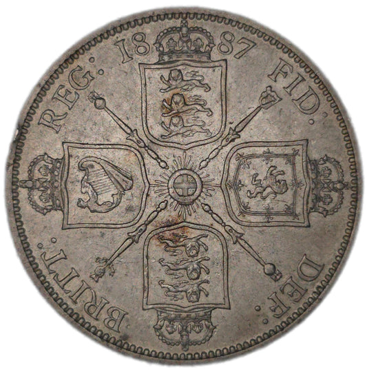 1887 United Kingdom Florin, Queen Victoria, - Arts & Entertainment > Hobbies & Creative Arts > Collectibles > Collectible Coins & Currency > Collectible Coins > Rare Coins from The Half Crown