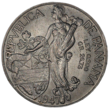 1947 Panama 1 Balboa, gVF - Arts & Entertainment > Hobbies & Creative Arts > Collectibles > Collectible Coins & Currency > Collectible Coins > Rare Coins from The Half Crown