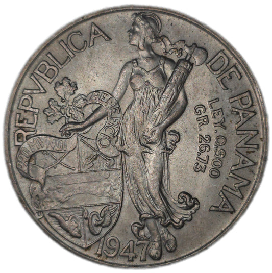 1947 Panama 1 Balboa, gVF - Arts & Entertainment > Hobbies & Creative Arts > Collectibles > Collectible Coins & Currency > Collectible Coins > Rare Coins from The Half Crown