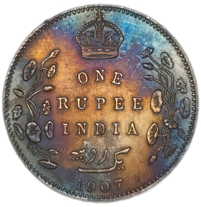 1907 India 1 Rupee, aUNC