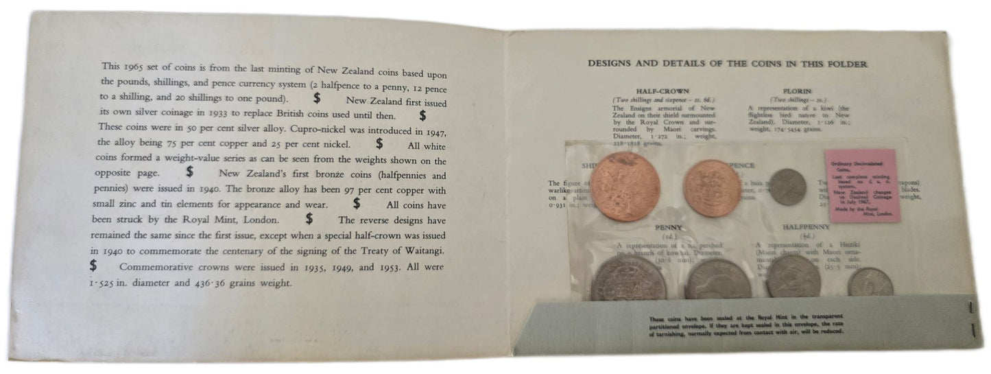 1965 Mint Set, with original RBNZ Postal Envelope