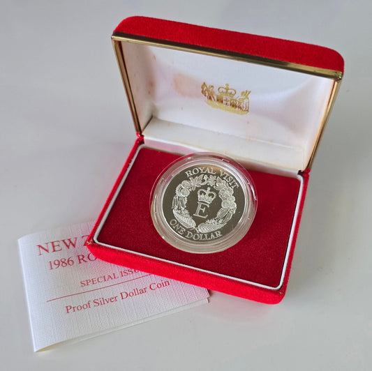 1986 One Dollar Royal Visit Proof, 92.5% Silver