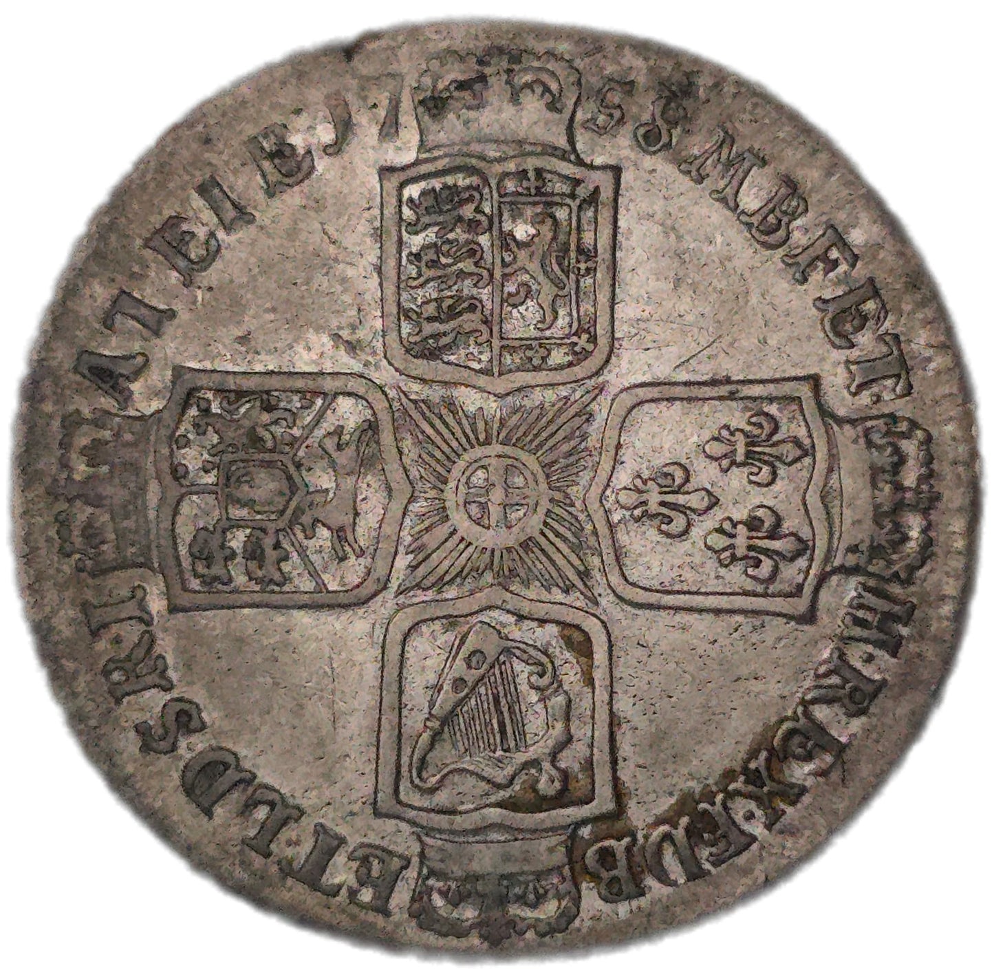 1758 United Kingdom Sixpence, aVF