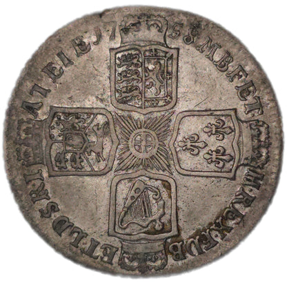 1758 United Kingdom Sixpence, aVF