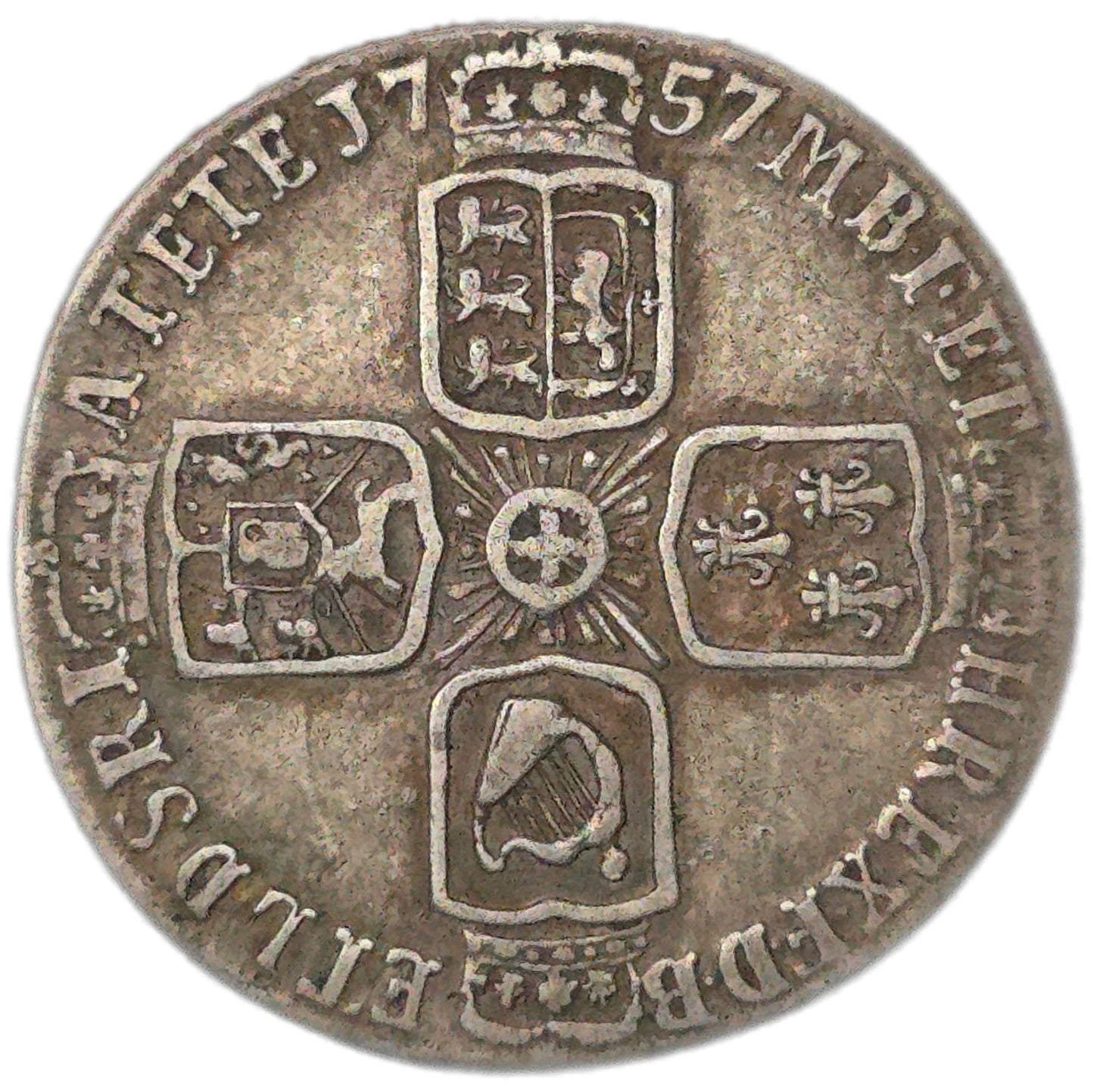 1757 United Kingdom Sixpence, aVF