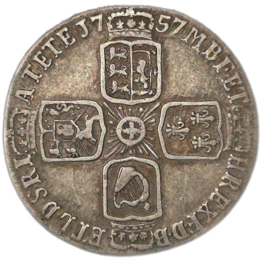 1757 United Kingdom Sixpence, aVF