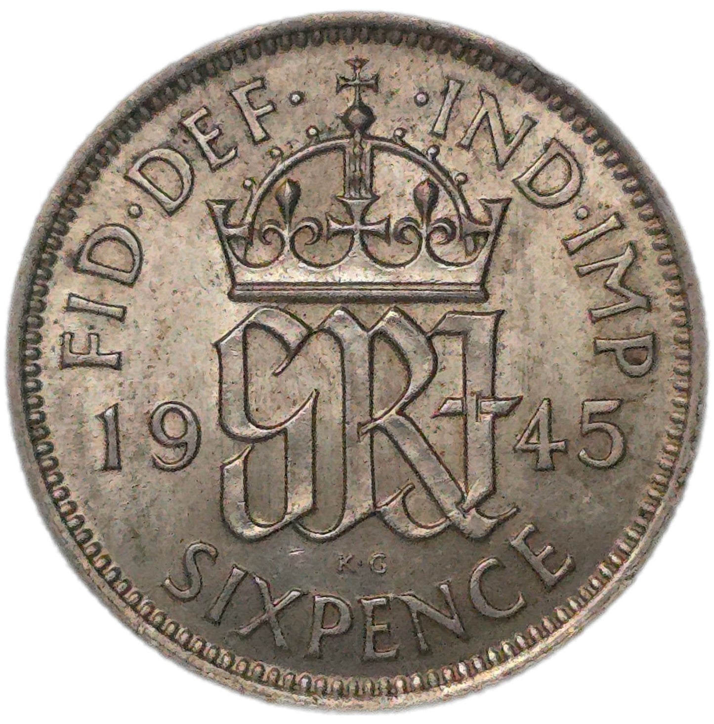 1945 United Kingdom Sixpence, EF