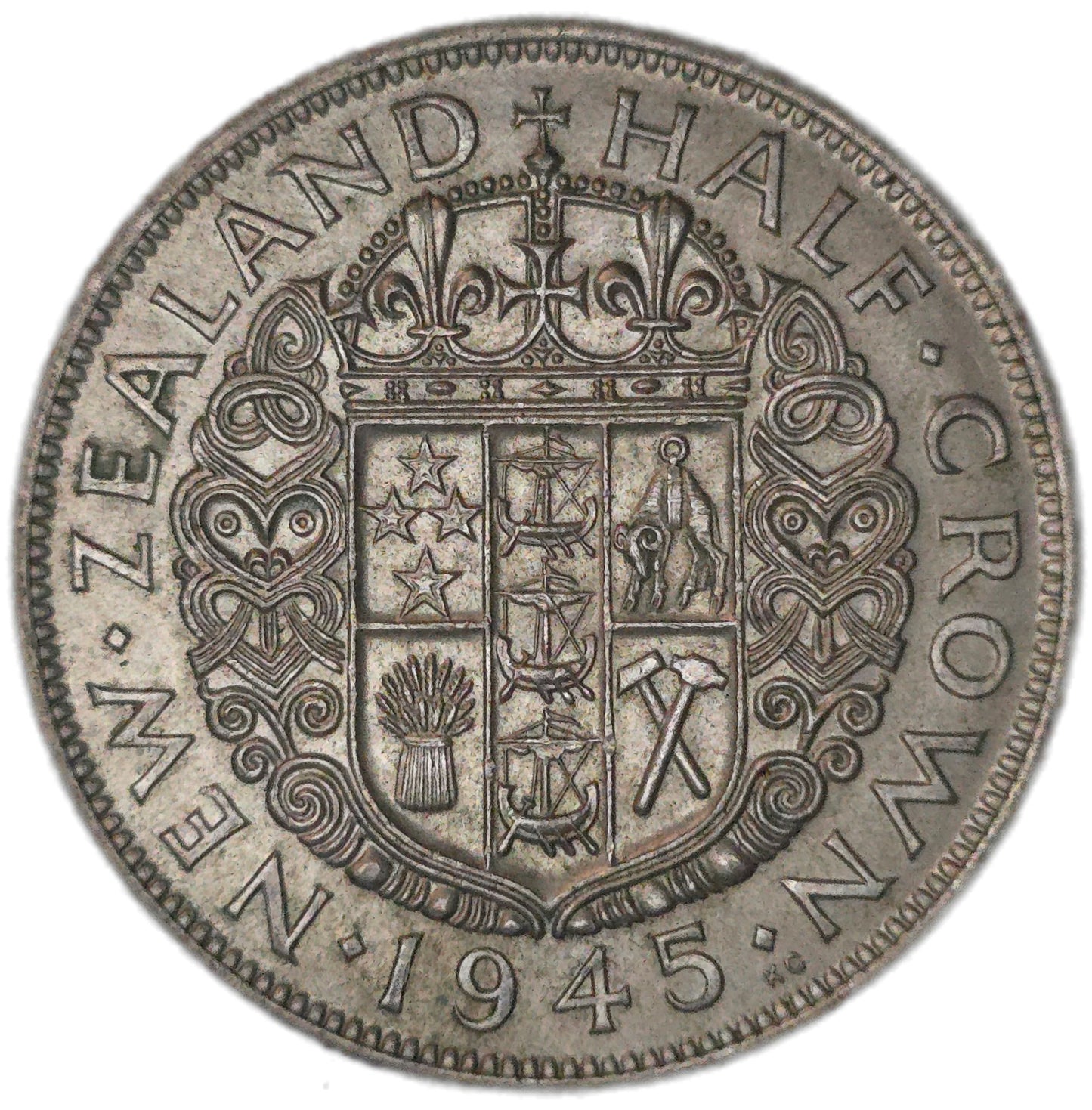 1945 New Zealand Half Crown, aEF
