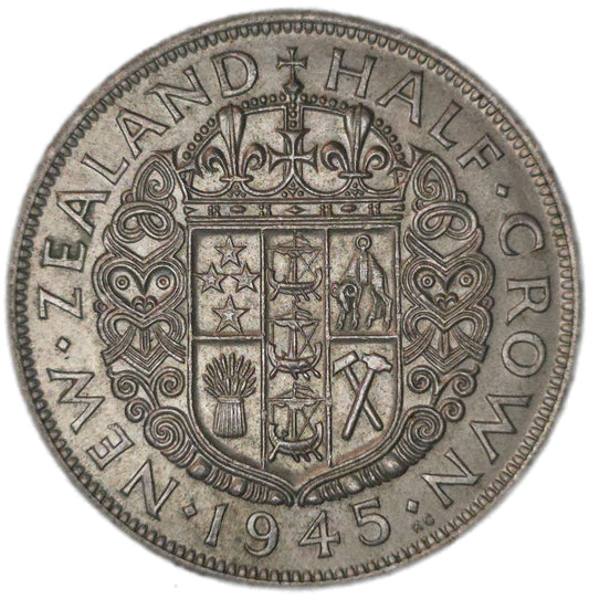 1945 New Zealand Half Crown, aEF