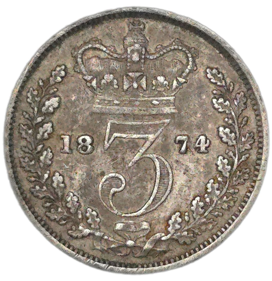 1874 United Kingdom Threepence, Fine