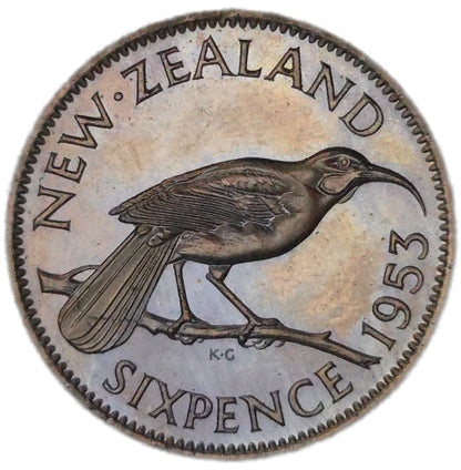 1953 New Zealand Sixpence, Proof