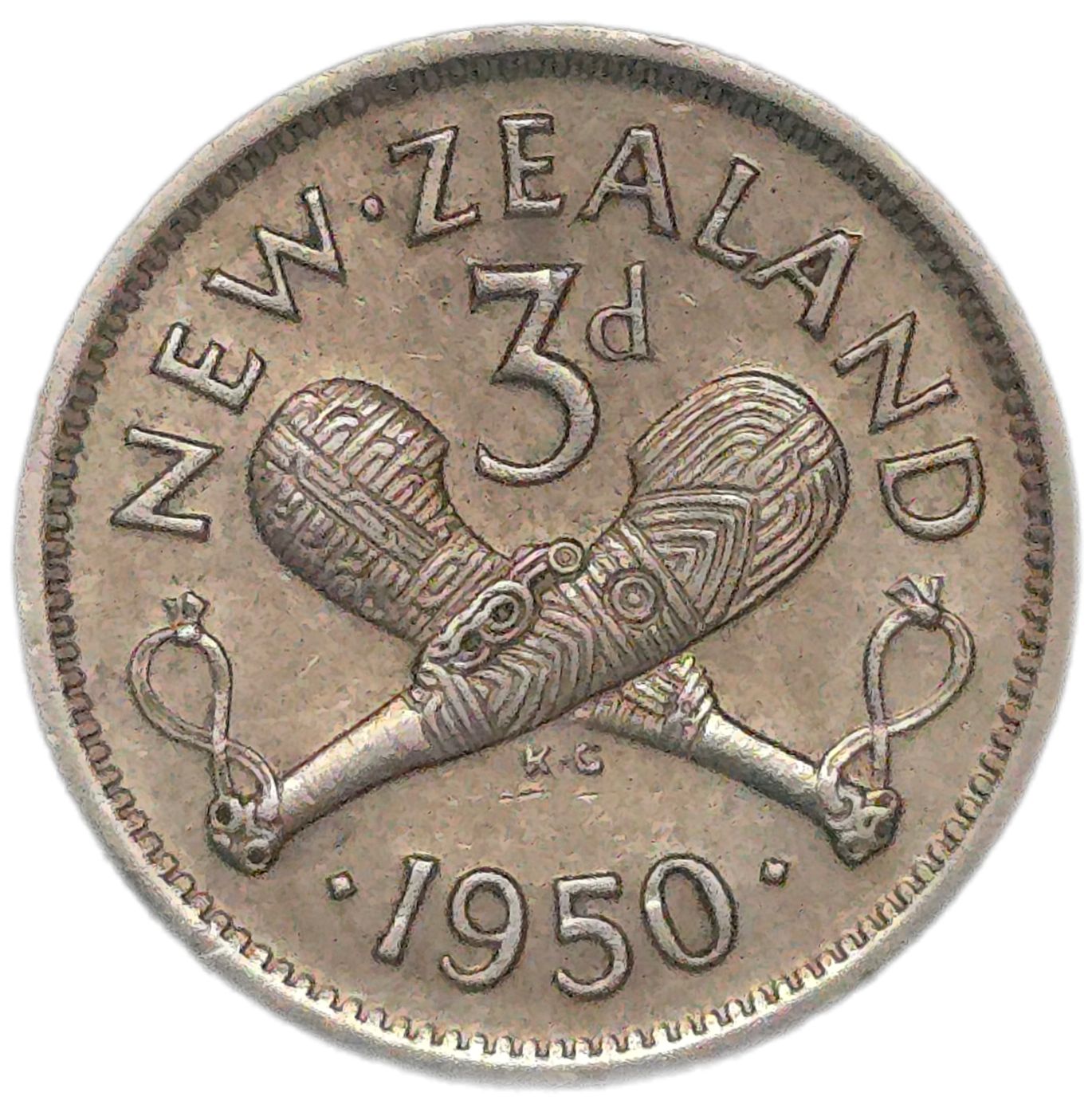 New Zealand 1950 Threepence, Key Date aEF