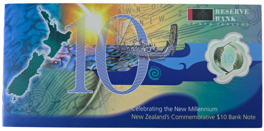 2000 New Zealand Commemorative $10 Note, Red Serial & Booklet