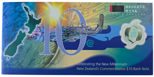 2000 New Zealand Commemorative $10 Note, Red Serial & Booklet