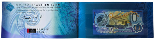 2000 New Zealand Commemorative $10 Note, Red Serial & Booklet