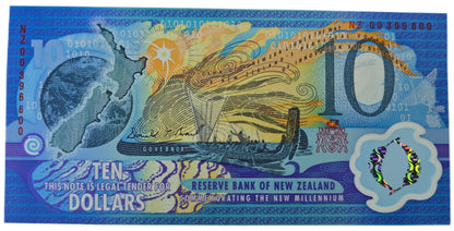 2000 New Zealand Commemorative $10 Note, Red Serial & Booklet