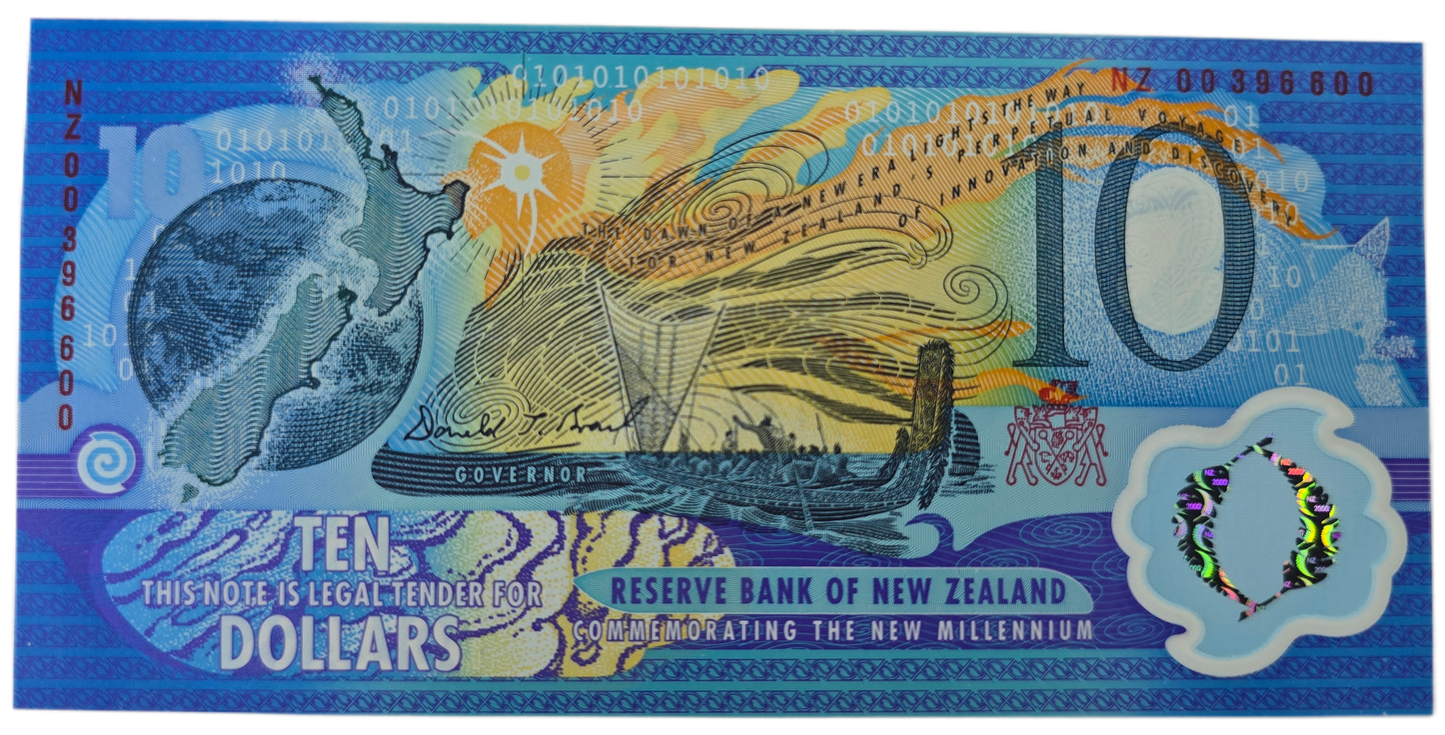 2000 New Zealand Commemorative $10 Note, Red Serial & Booklet