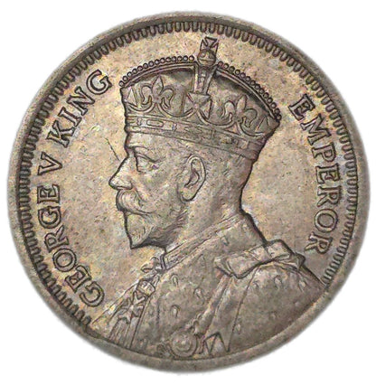 1936 New Zealand Threepence Die Crack Error, gEF