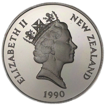 1990 New Zealand One Dollar, Silver Proof