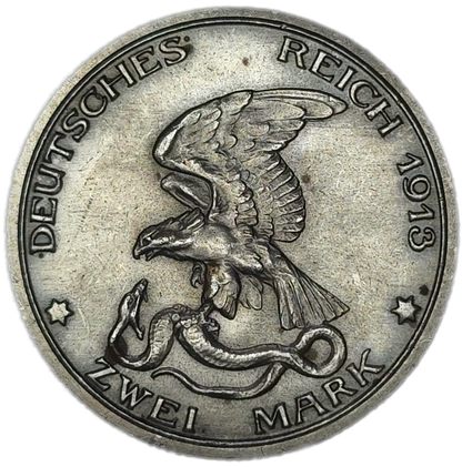 1913 Prussia 2 Marks, aUNC