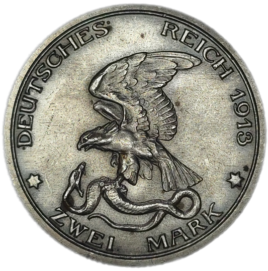 1913 Prussia 2 Marks, aUNC