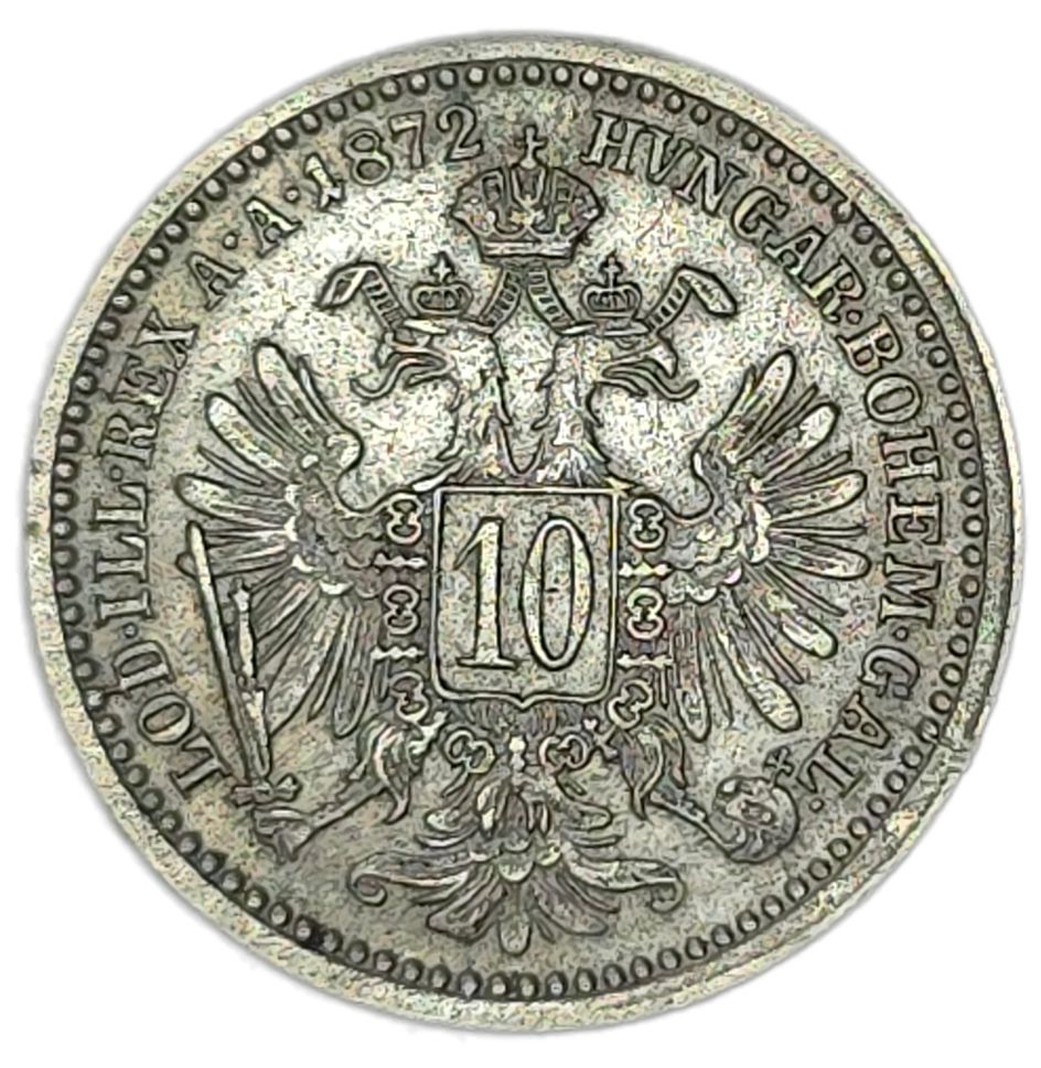 1872 Austrian Empire 10 Kreuzer, gVF