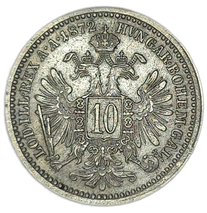 1872 Austrian Empire 10 Kreuzer, gVF