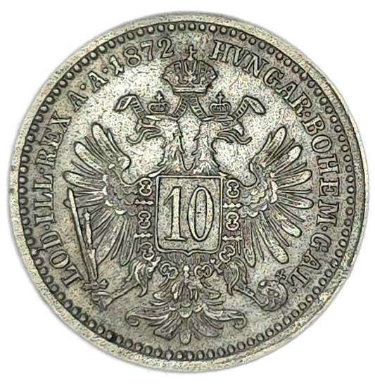 1872 Austrian Empire 10 Kreuzer, gVF